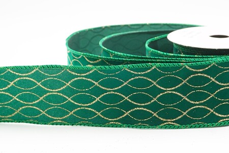 Groen glitterlint met ogee-raster en draad_KW0469GC-15-49